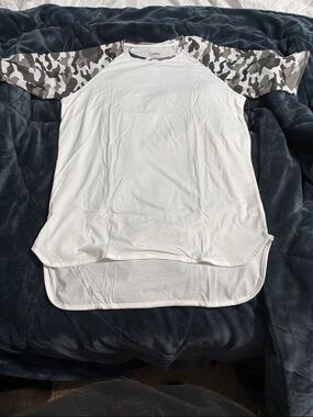 CARTER'S White Raglan Tee with Camo Short Sleeves